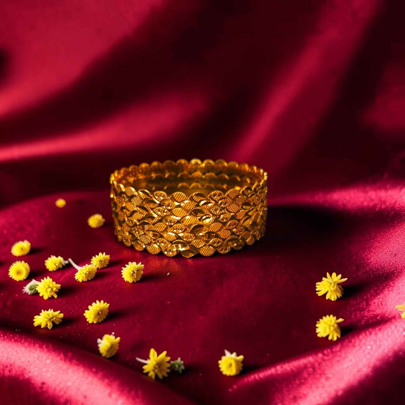 Shangri Gold-Plated Textured Bangle Set
