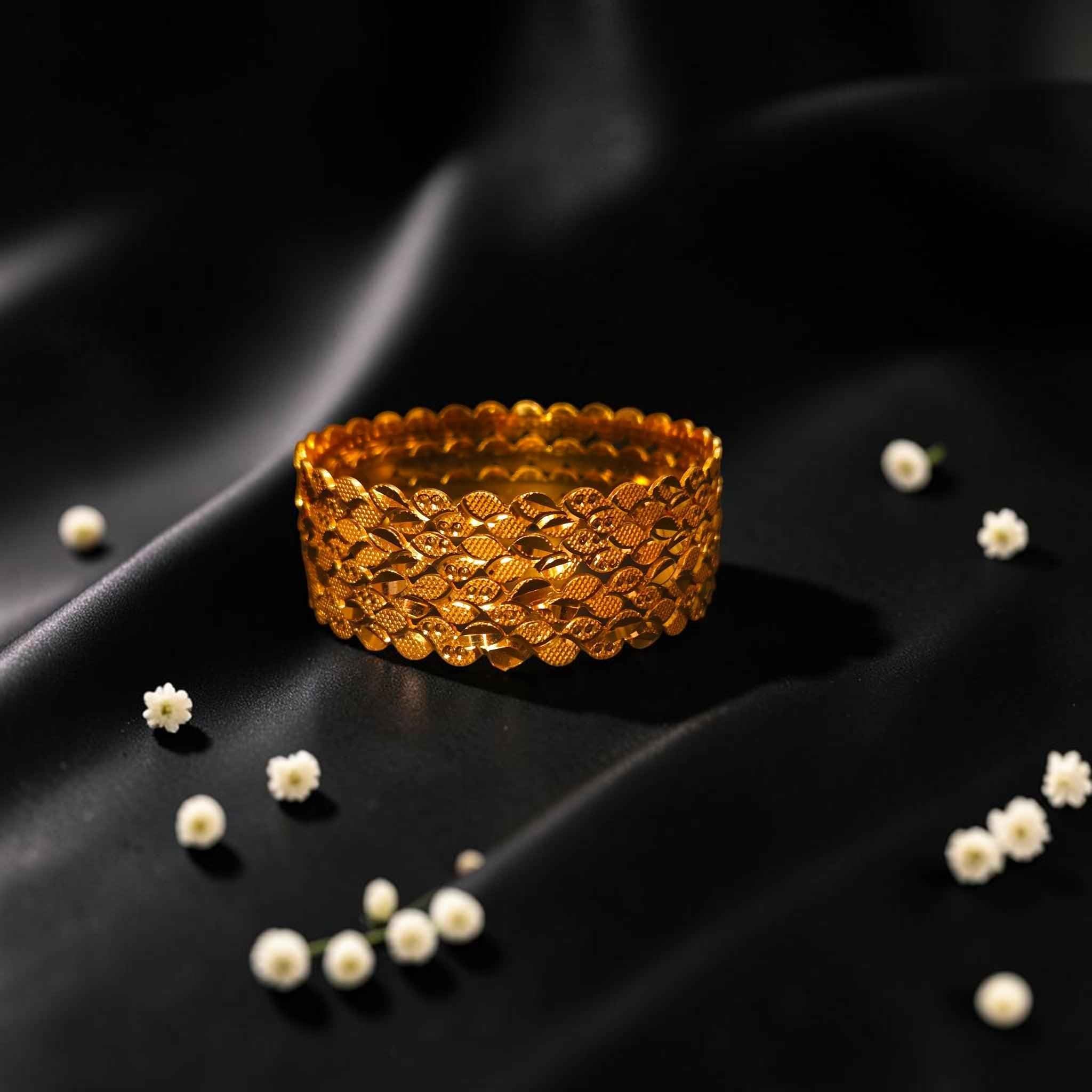 Shangri Gold-Plated Textured Bangle Set