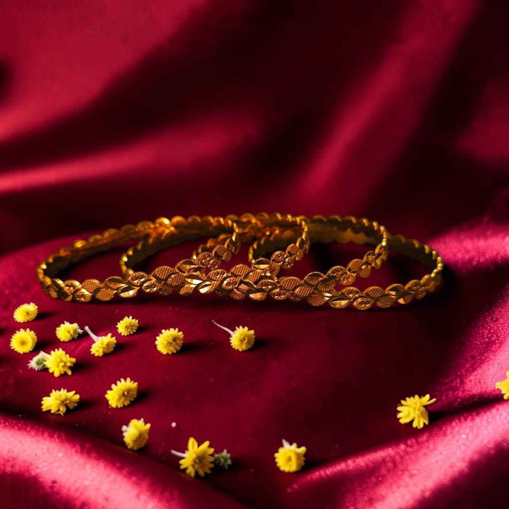 Shangri Gold-Plated Textured Bangle Set