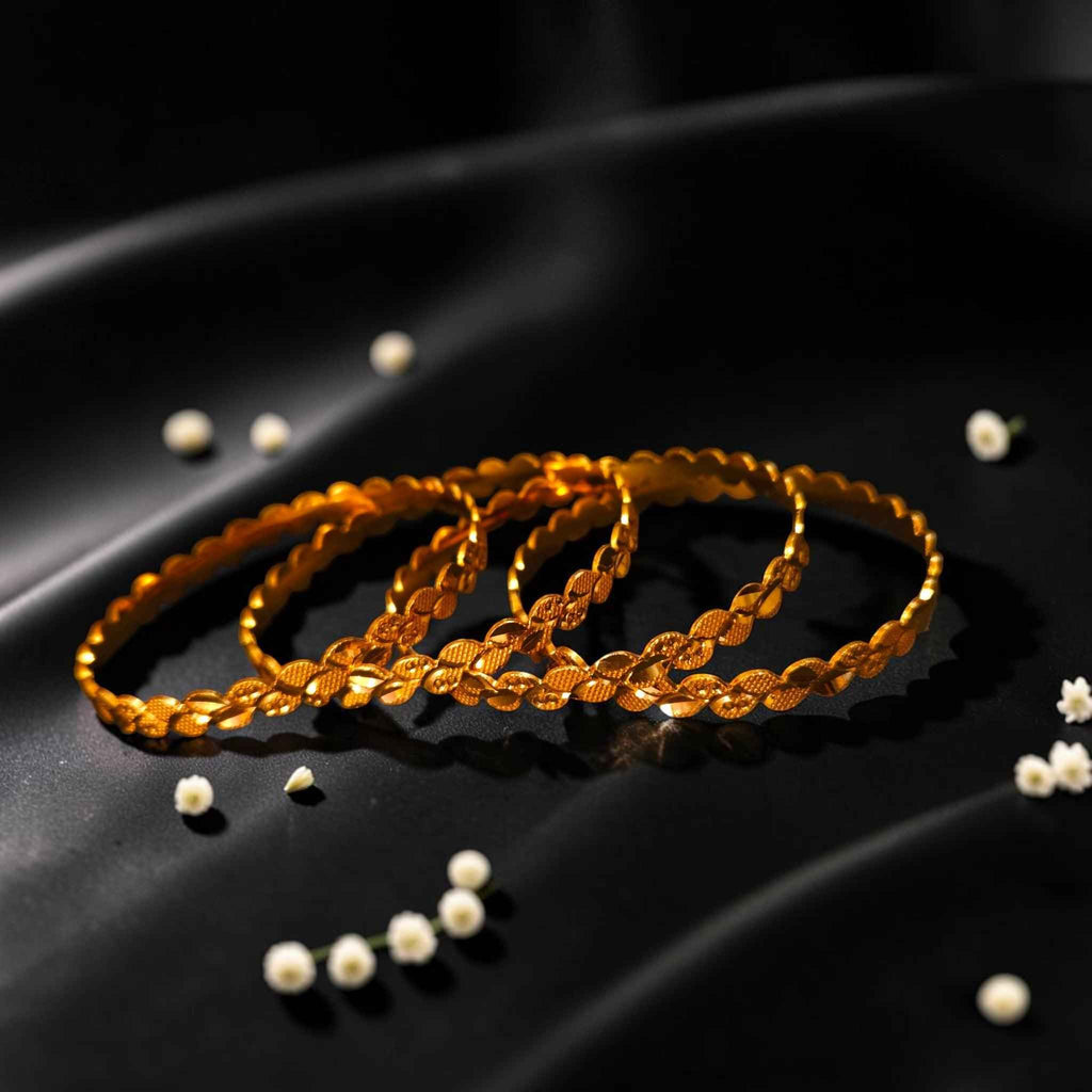 Shangri Gold-Plated Textured Bangle Set
