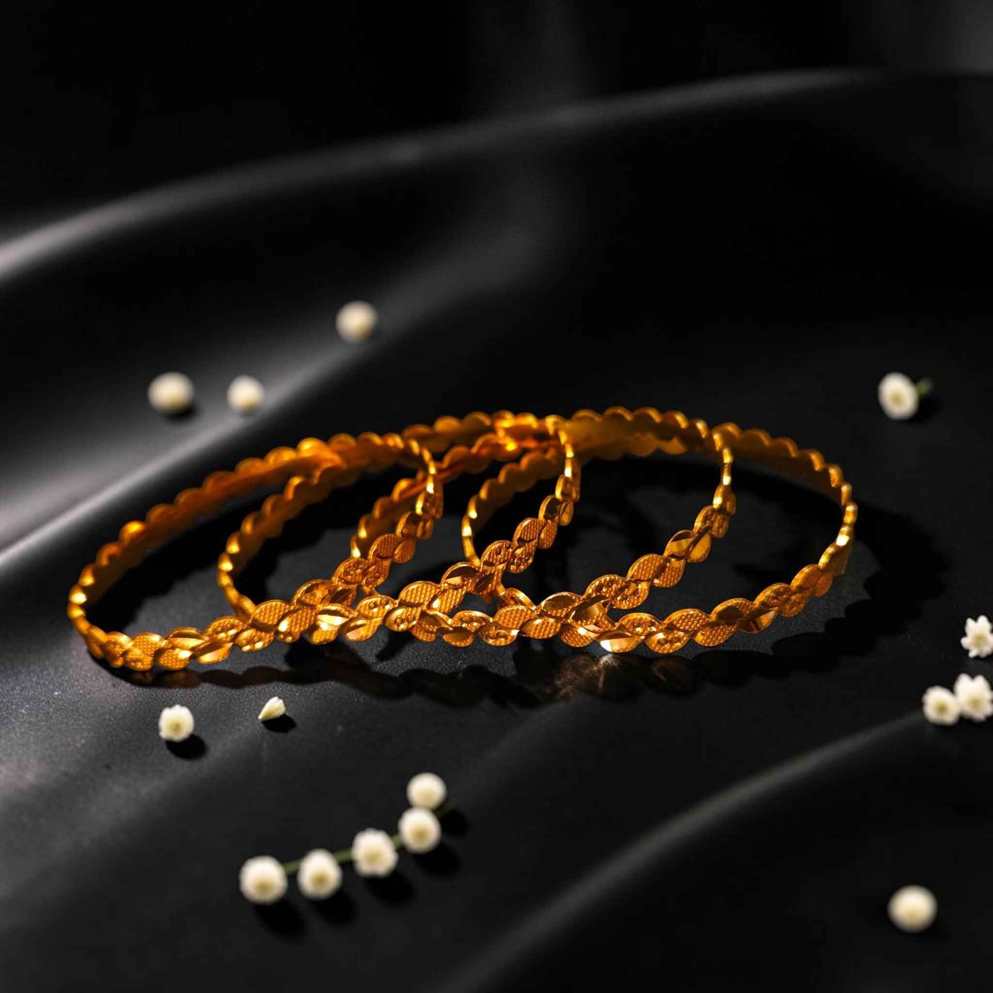 Shangri Gold-Plated Textured Bangle Set