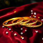 Shangri Premium Gold Plated Textured Bangles Set