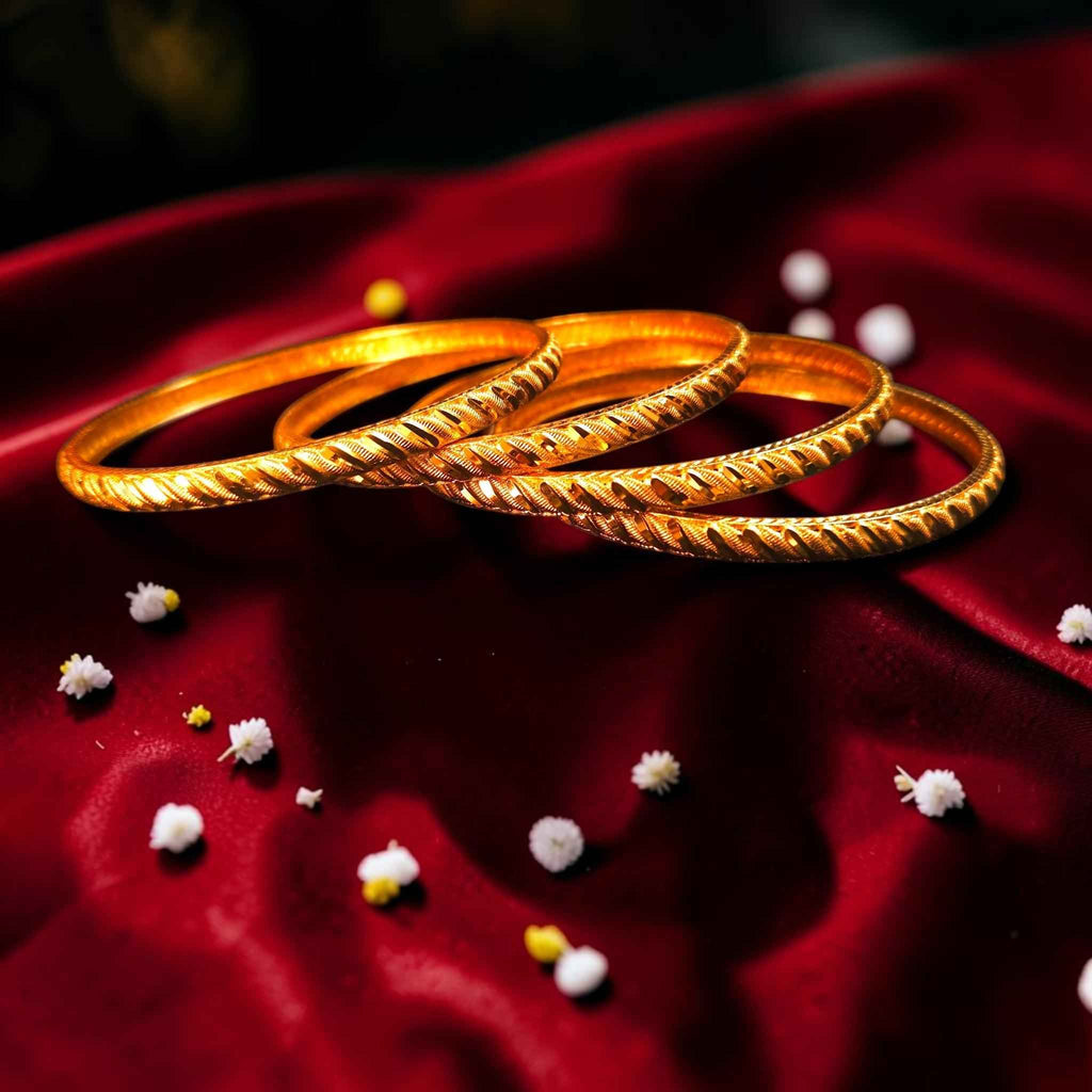 Shangri Premium Gold Plated Textured Bangles Set