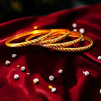 Shangri Premium Gold Plated Textured Bangles Set