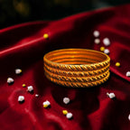 Shangri Premium Gold Plated Textured Bangles Set