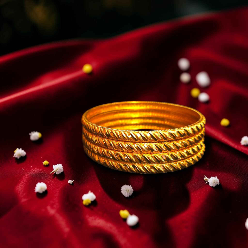 Shangri Premium Gold Plated Textured Bangles Set