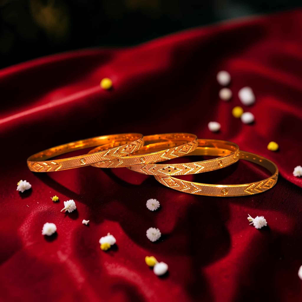 Shangri Gold Plated Intricate Patterned Bangles Set
