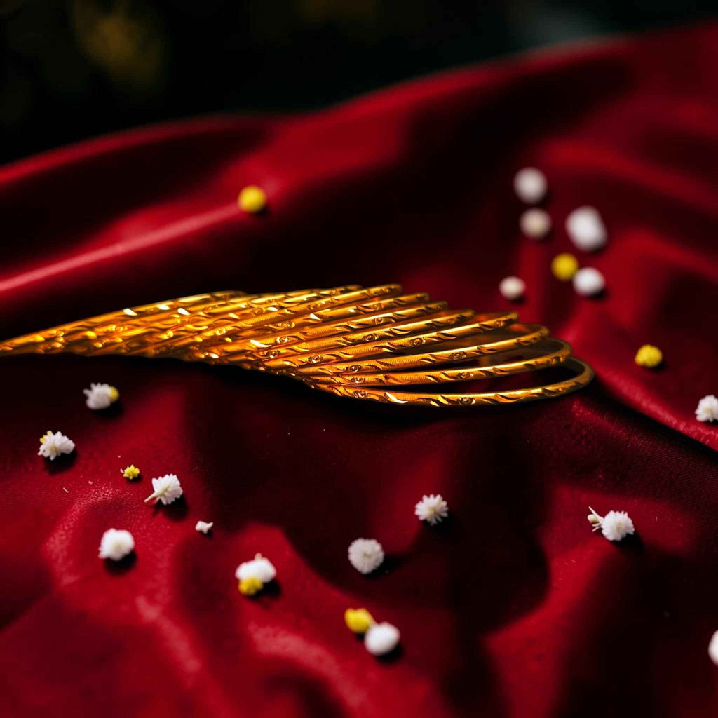 Shangri Premium Gold-Plated Textured Bangles Set