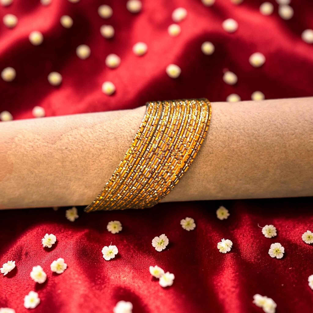 Shangri Elegant Gold Plated Textured Bangles