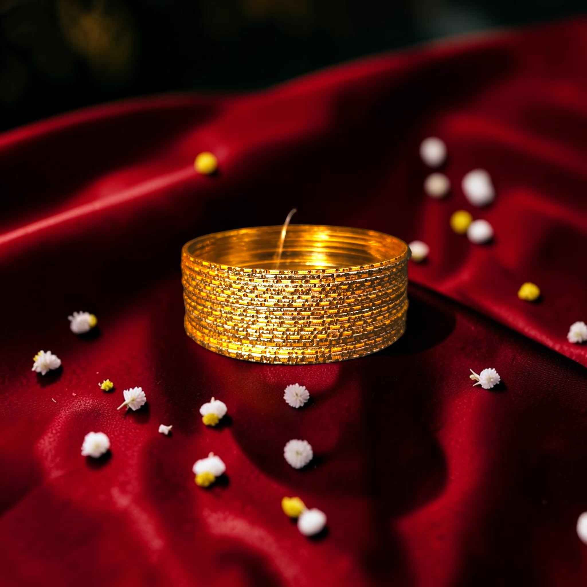 Shangri Elegant Gold Plated Textured Bangles
