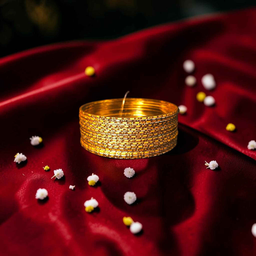 Shangri Elegant Gold Plated Textured Bangles