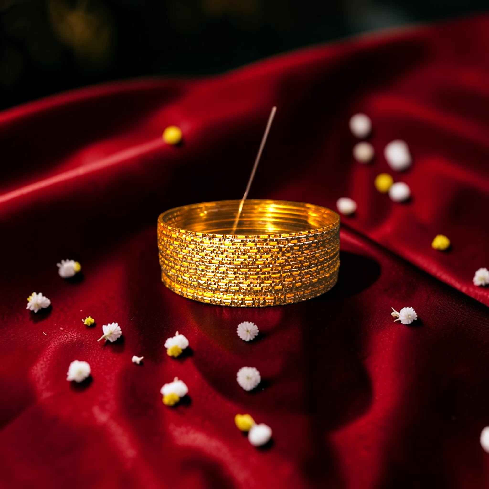 Shangri Elegant Gold Plated Textured Bangles
