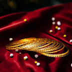 Shangri Elegant Gold Plated Textured Bangles