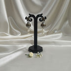 Shangri Antique Silver Jhumka Earrings with Pearl Accents