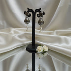 Shangri Antique Silver Jhumka Earrings with Pearl Accents