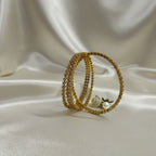 Shangri Premium American Diamond Tennis Bangles – Mehandi Gold Finish Elegant Kada Set
