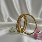 Shangri Premium American Diamond Tennis Bangles – Mehandi Gold Finish Elegant Kada Set