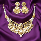 Shangri Elegant Kundan-Style Necklace Set with Jhumkas & Maang Tikka