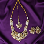 Shangri Elegant Kundan-Style Necklace Set with Jhumkas & Maang Tikka