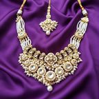 Shangri Elegant Kundan-Style Necklace Set with Jhumkas & Maang Tikka