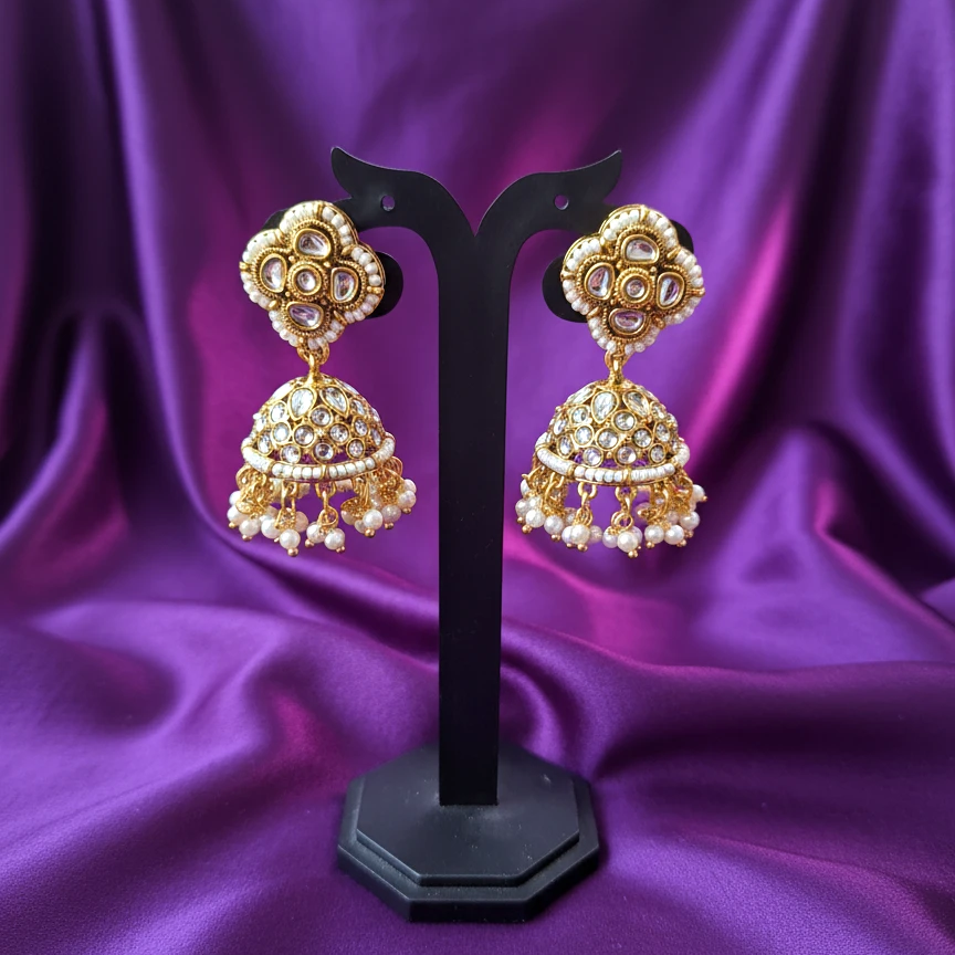 Shangri Elegant Kundan-Style Necklace Set with Jhumkas & Maang Tikka