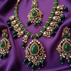 Shangri Green Kundan-Style Necklace Set with Earrings & Maang Tikka