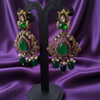 Shangri Green Kundan-Style Necklace Set with Earrings & Maang Tikka