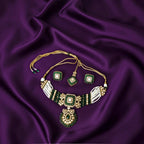 Shangri Green & White Kundan-Style Necklace Set