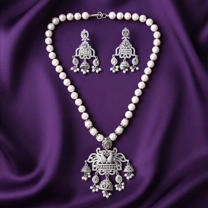 Shangri Pearl and American Diamond Choker Set