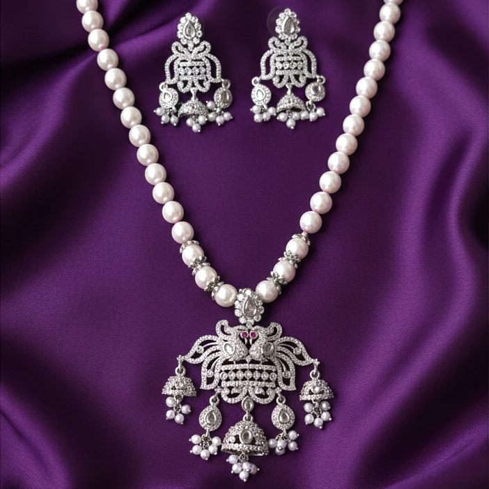 Shangri Pearl and American Diamond Choker Set