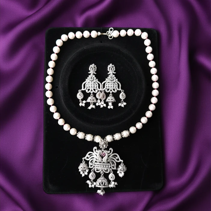 Shangri Pearl and American Diamond Choker Set