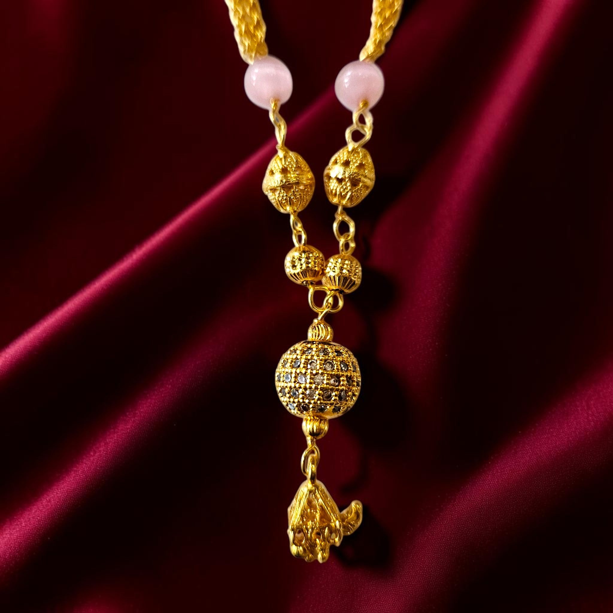 Shangri AD Stone Gold-Plated Mangalsutra with Pastel Beads