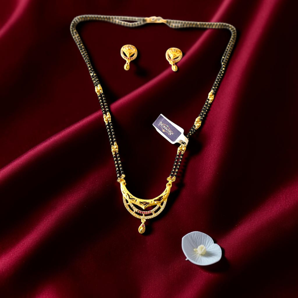 Daily Wear Gold Plated AD Mangalsutra Set with Separate Chain