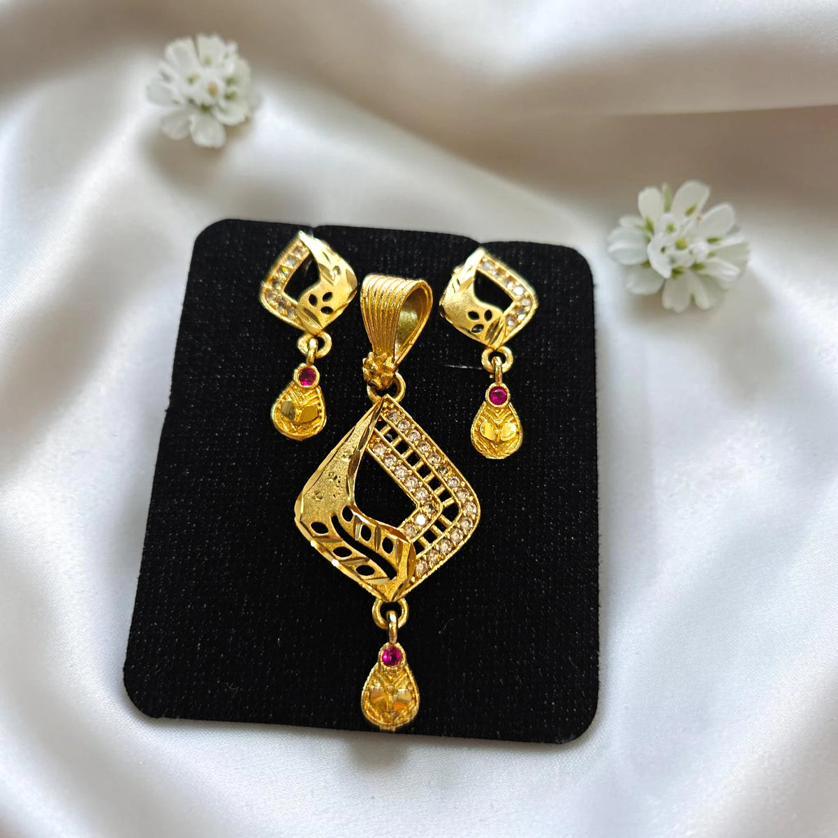 Shangri Gold-Plated AD Daily Wear Mangalsutra Pendant Set