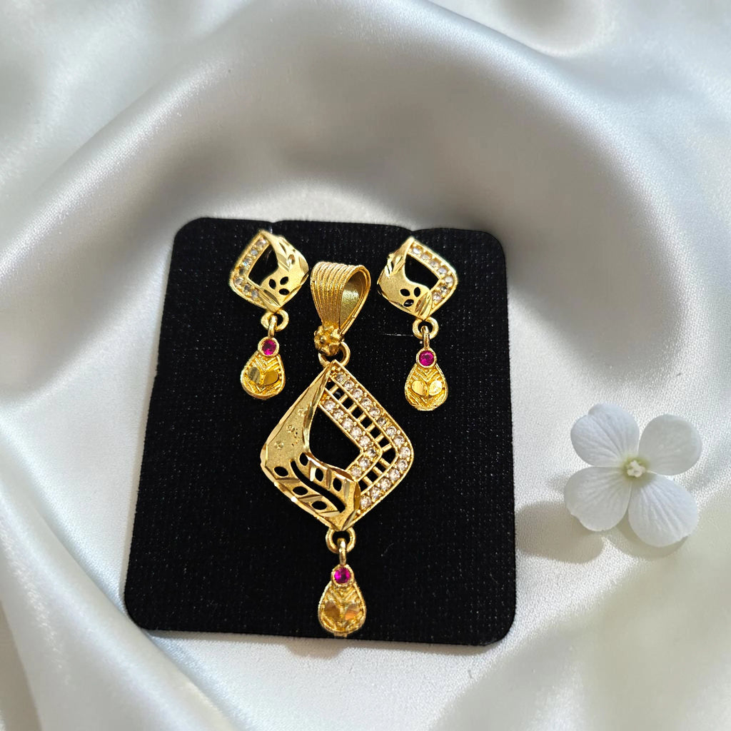 Shangri Gold-Plated AD Daily Wear Mangalsutra Pendant Set