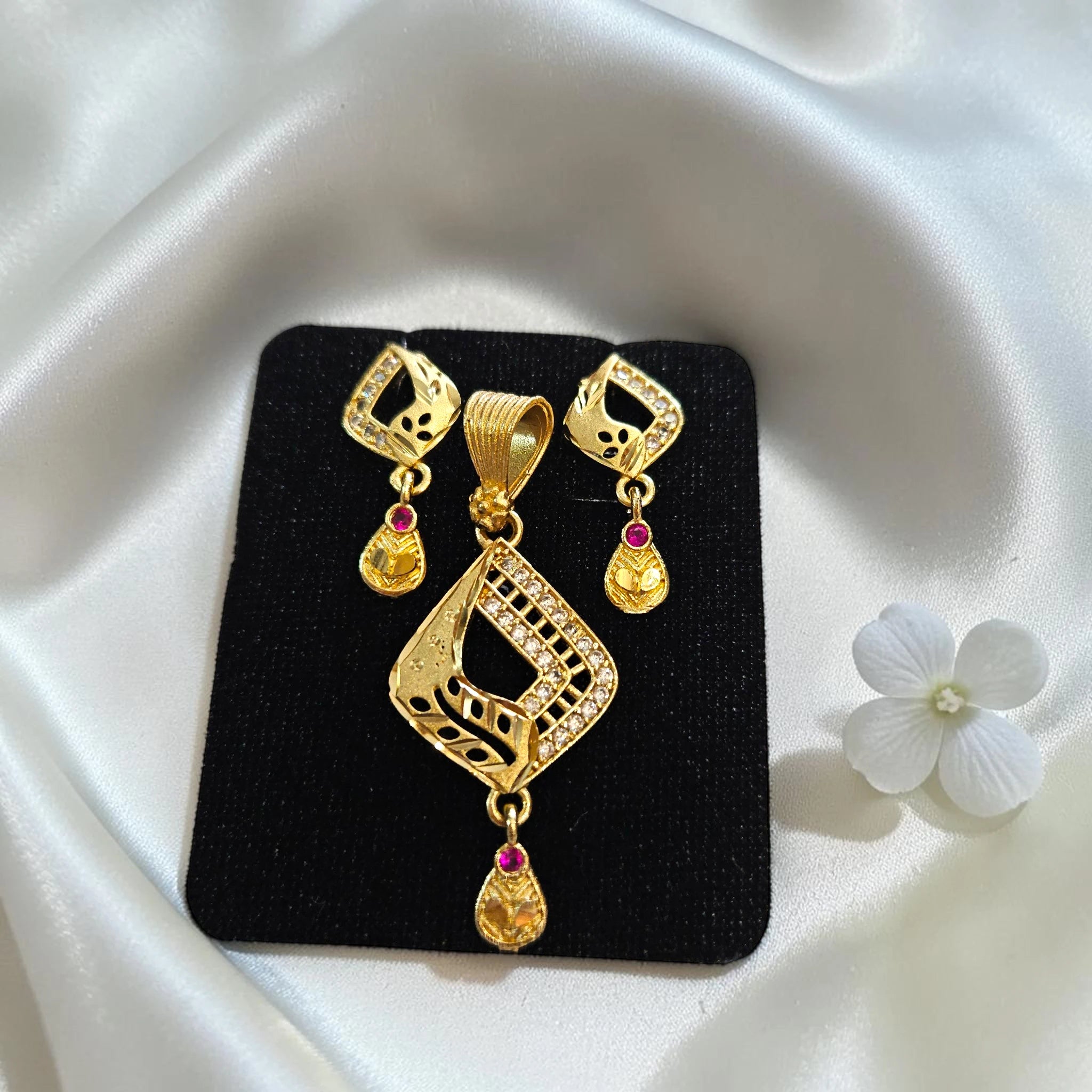 Shangri Gold-Plated AD Daily Wear Mangalsutra Pendant Set