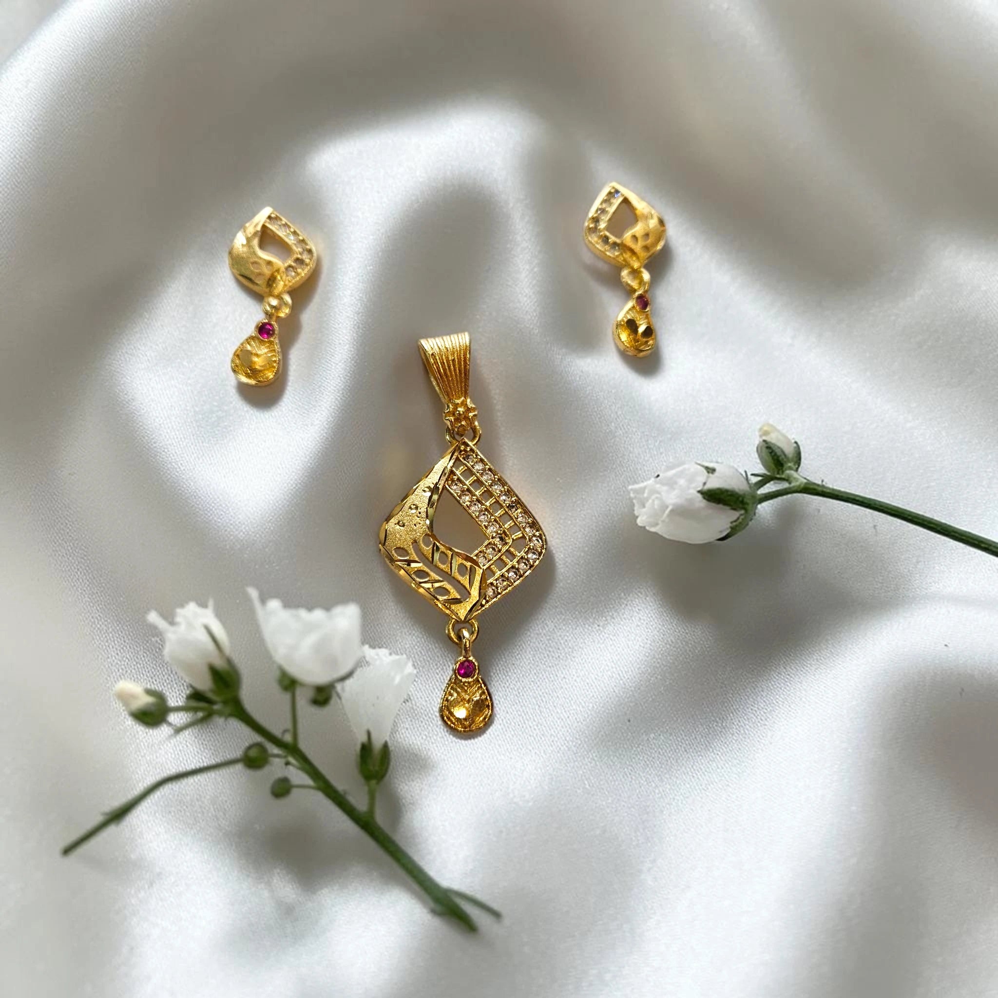 Shangri Gold-Plated AD Daily Wear Mangalsutra Pendant Set