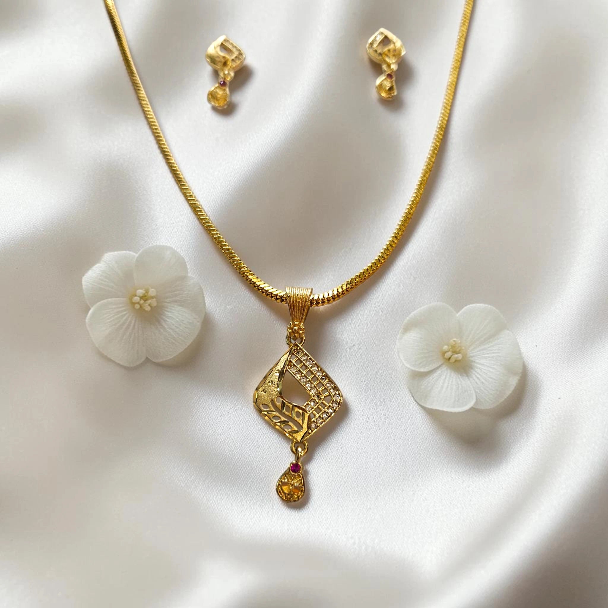 Shangri Gold-Plated AD Daily Wear Mangalsutra Pendant Set