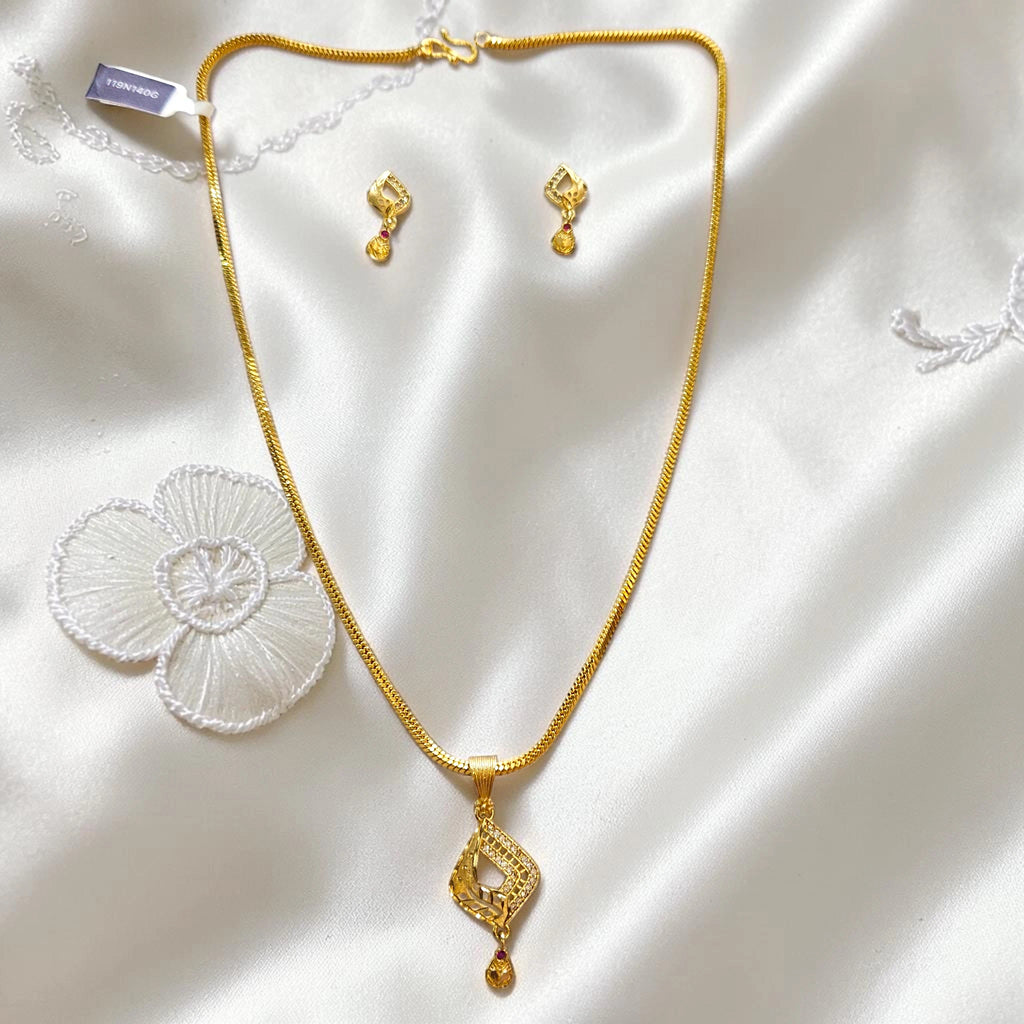 Shangri Gold-Plated AD Daily Wear Mangalsutra Pendant Set