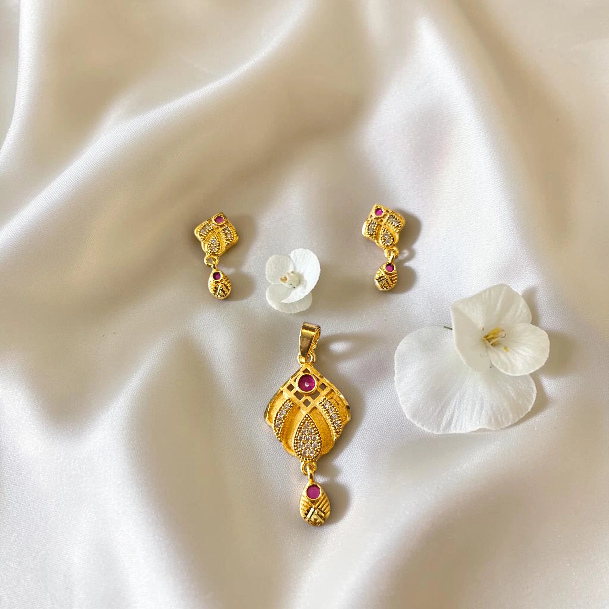 Shangri Daily Wear Gold Plated AD Mangalsutra Pendant Set (Chain Separate)