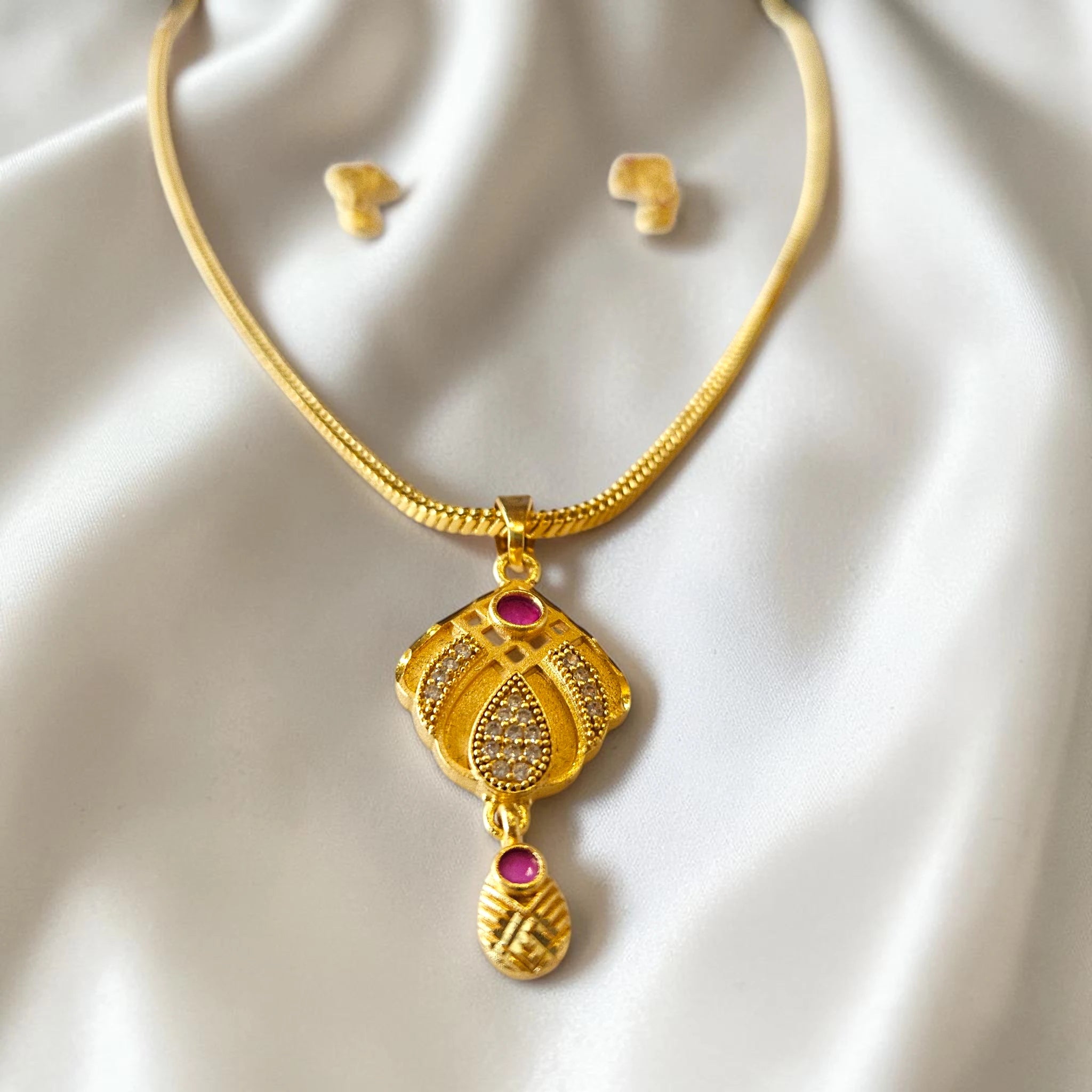 Shangri Daily Wear Gold Plated AD Mangalsutra Pendant Set (Chain Separate)