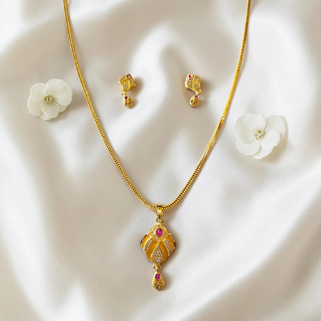 Shangri Daily Wear Gold Plated AD Mangalsutra Pendant Set (Chain Separate)