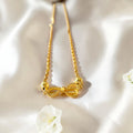 Shangri 30 Inch Gold Plated Chain Necklace with AD Stone Bow Motif