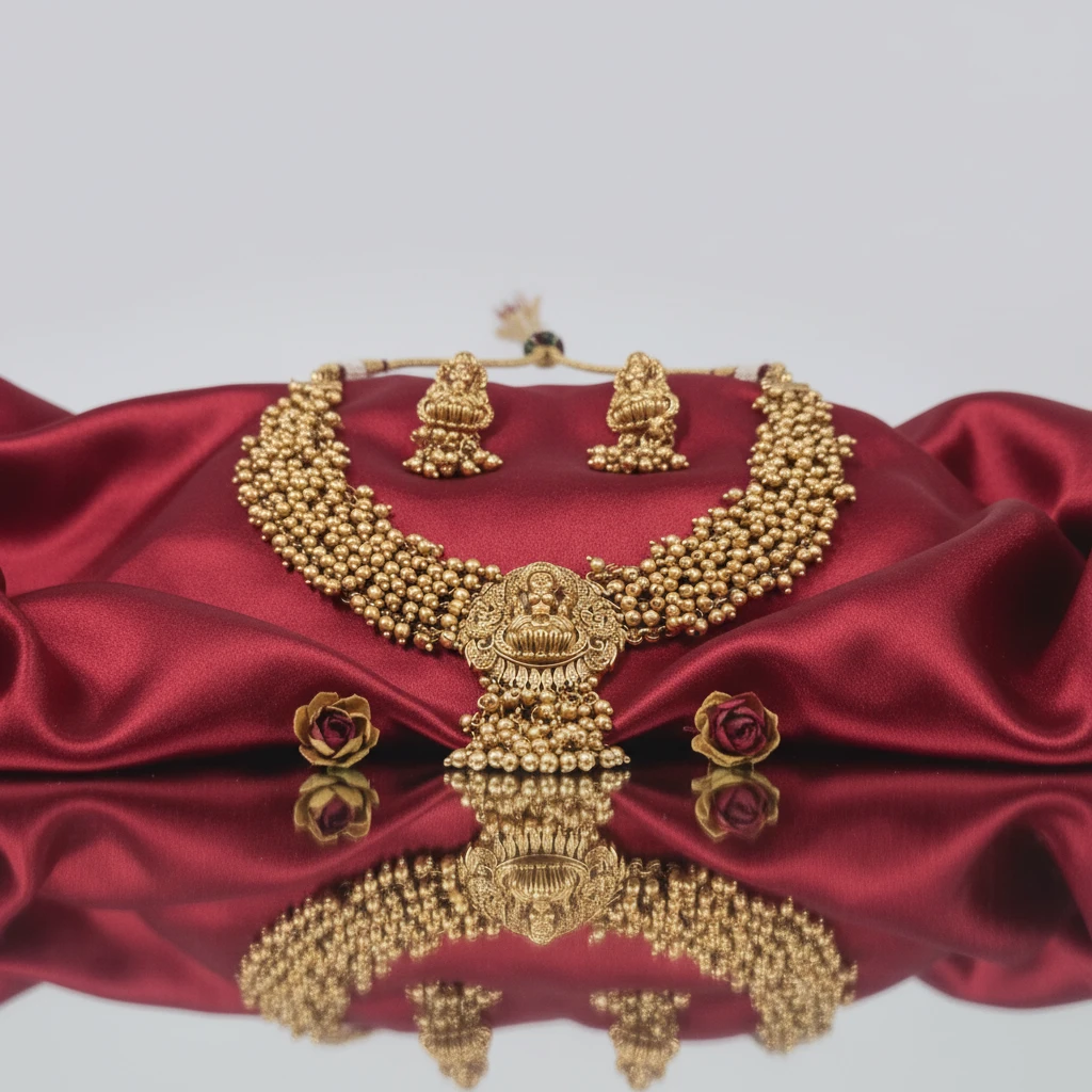 Antique Polish Premium Temple Lakshmi Choker Necklace Set