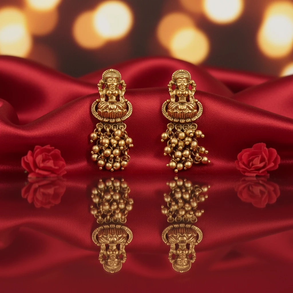 Antique Polish Premium Temple Lakshmi Choker Necklace Set