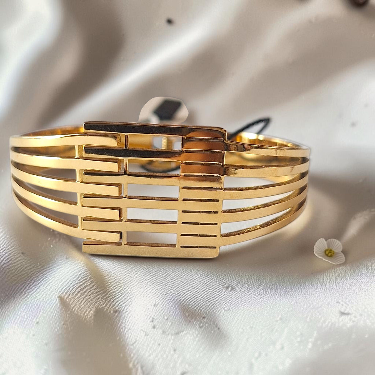 Shangri Gold-Tone Open Grid Cuff Bracelet
