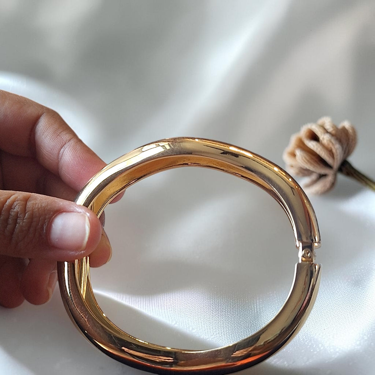 Shangri Gold-Tone Wavy Cuff Bracelet