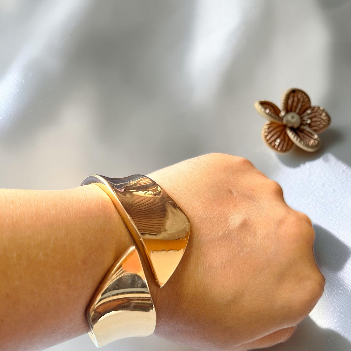Sleek Modern Gold-Tone Statement Cuff Bracelet