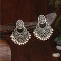 Oxidized Silver Plated Chand Bali style With Beads Fashion Antique Earring