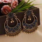 Antique Gold/Silver Plated Chandbali Earrings with Hanging Beads - Shangri 